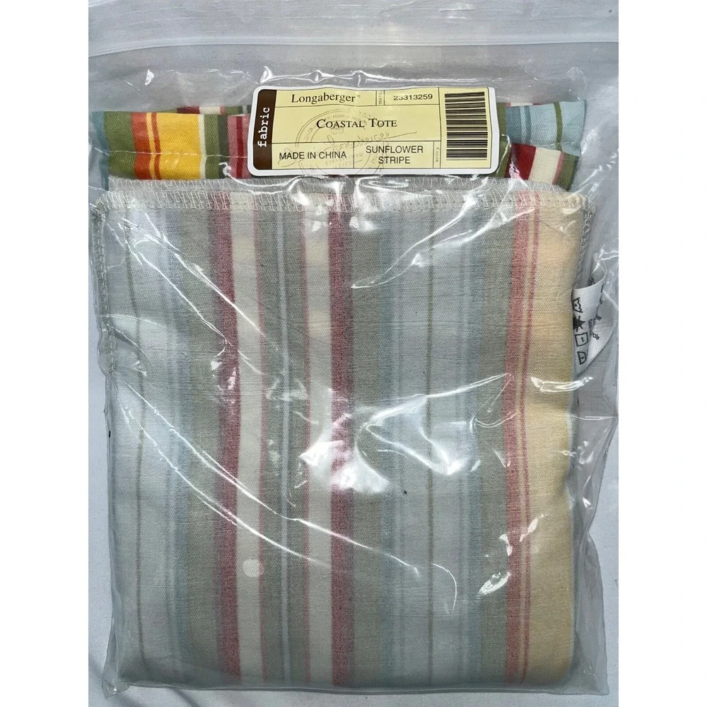 Longaberger Coastal Tote Basket LINER ONLY Sunflower Stripe NEW